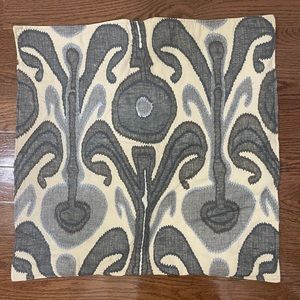 TWO 24 x 24 Pottery Barn embroidered tan and blue pillow covers